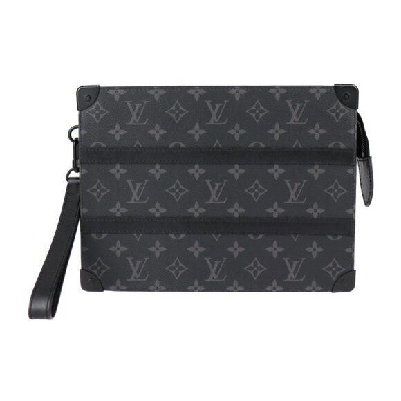 LOUIS VUITTON Black Monogram Leather Pouch - Picture 1 of 10